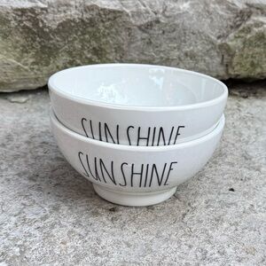 Rae Dunn SUNSHINE White Melamine Bowls with Black Lettering- Set of 2